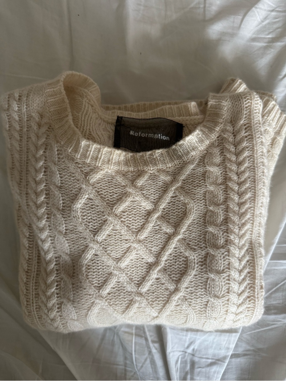 Reformation Eco Cashmere Cable Crewneck
